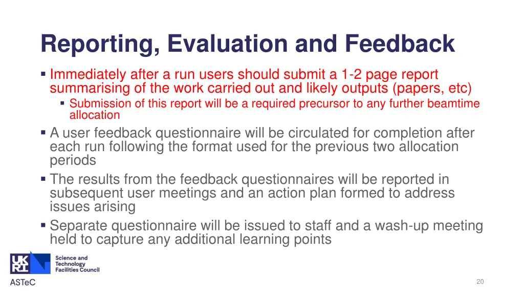reporting evaluation and feedback
