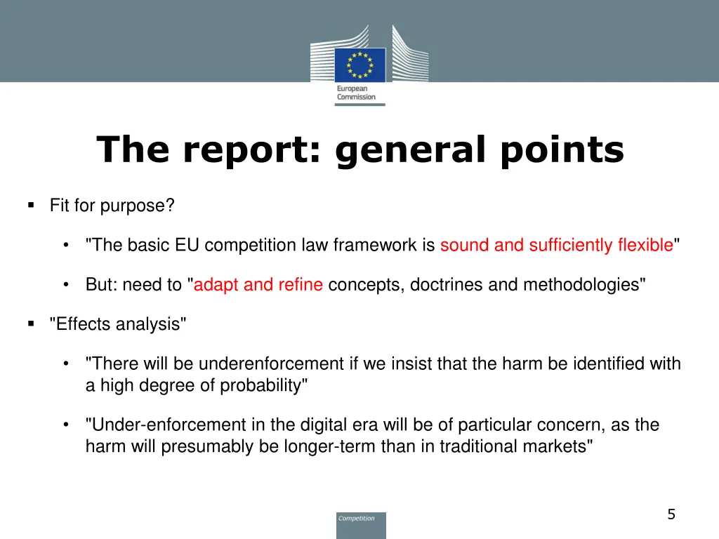 the report general points