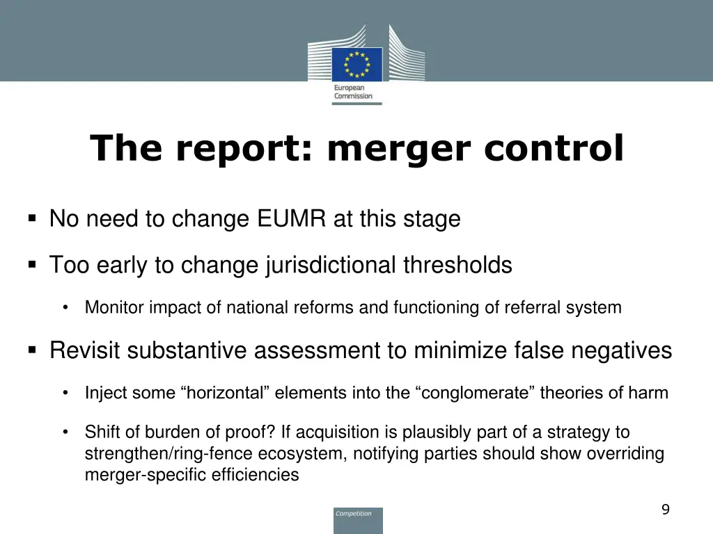 the report merger control
