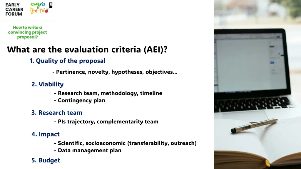 what are the evaluation criteria aei 1 quality