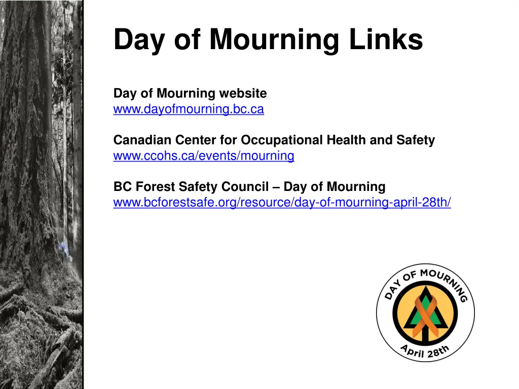 day of mourning links