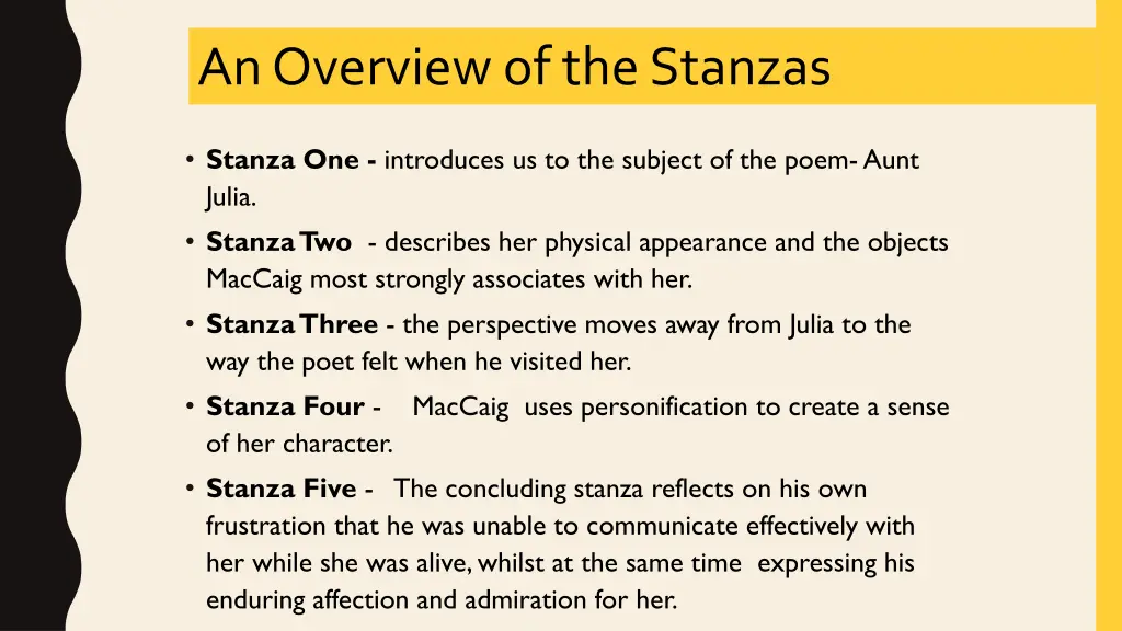 an overview of the stanzas