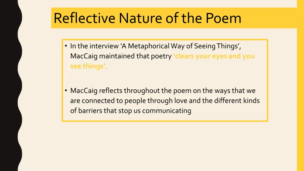 reflective nature of the poem
