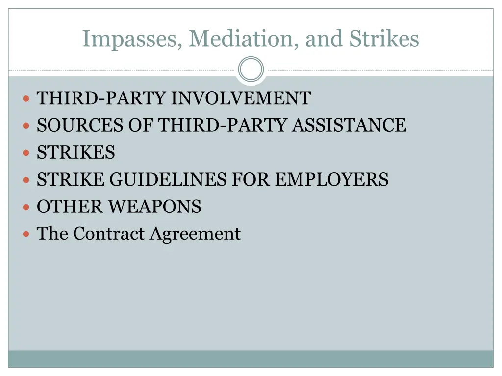 impasses mediation and strikes