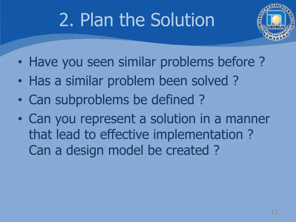 2 plan the solution