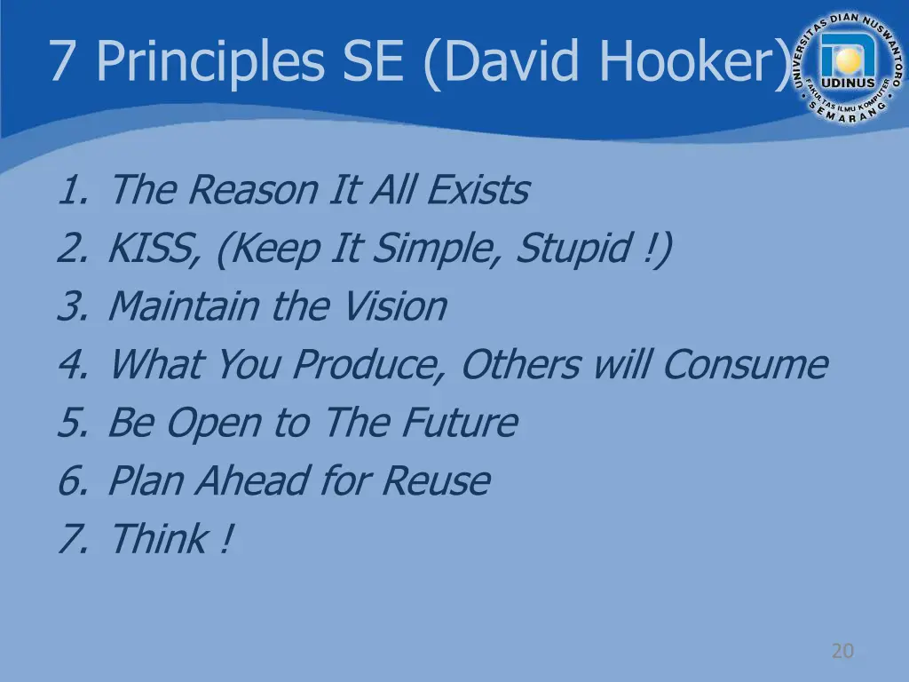 7 principles se david hooker