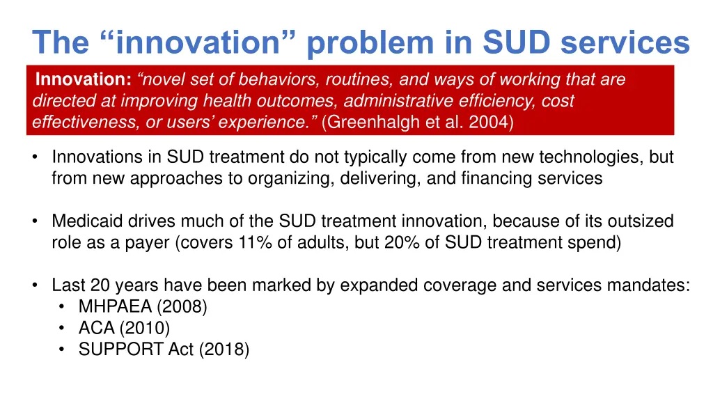 the innovation problem in sud services innovation