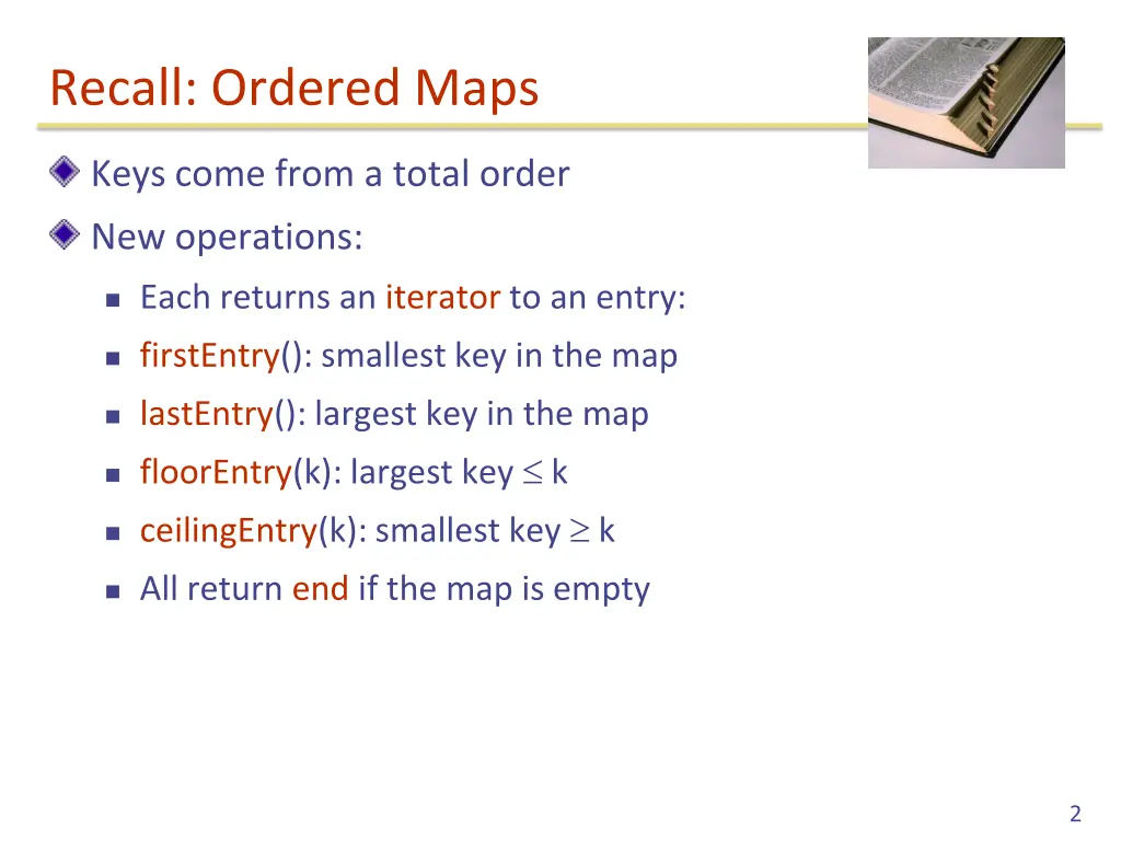 recall ordered maps