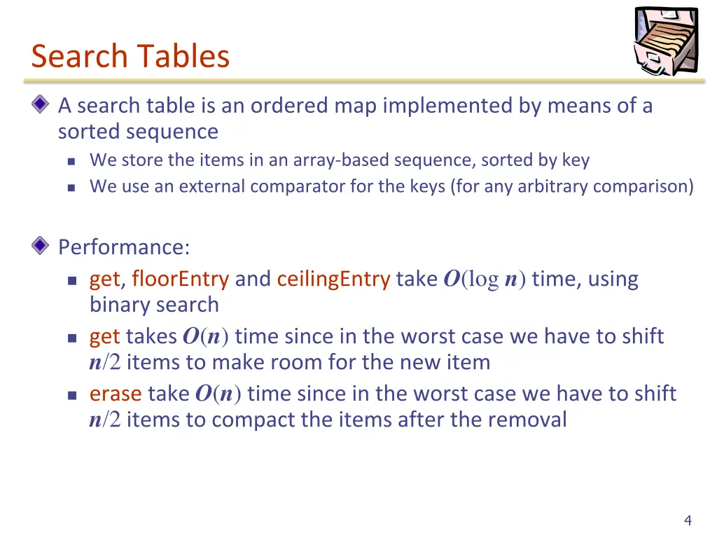 search tables