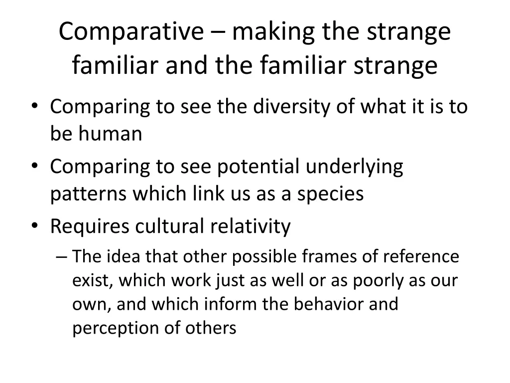 comparative making the strange familiar