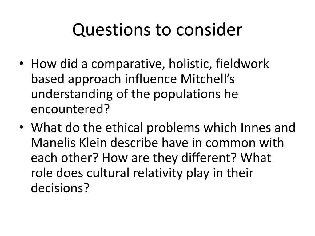 questions to consider