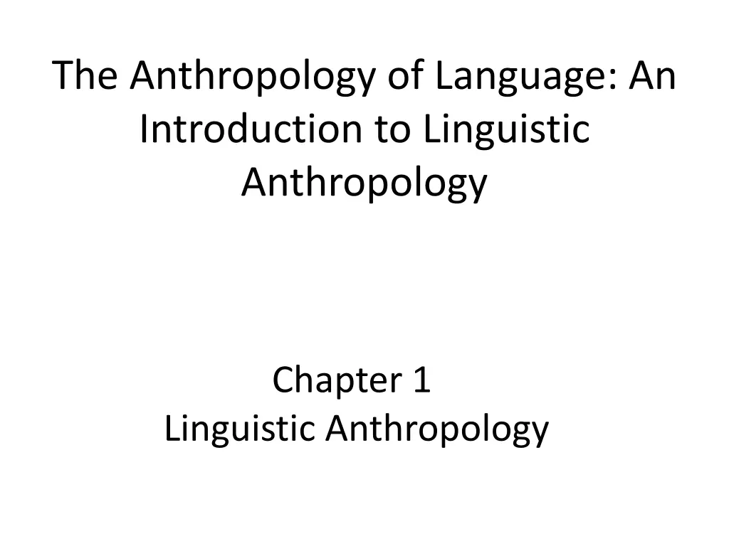 the anthropology of language an introduction