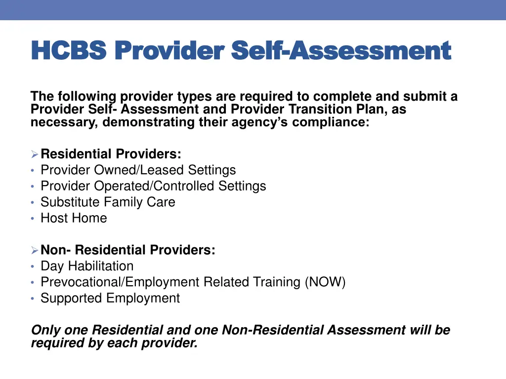 hcbs hcbs provider self provider self assessment