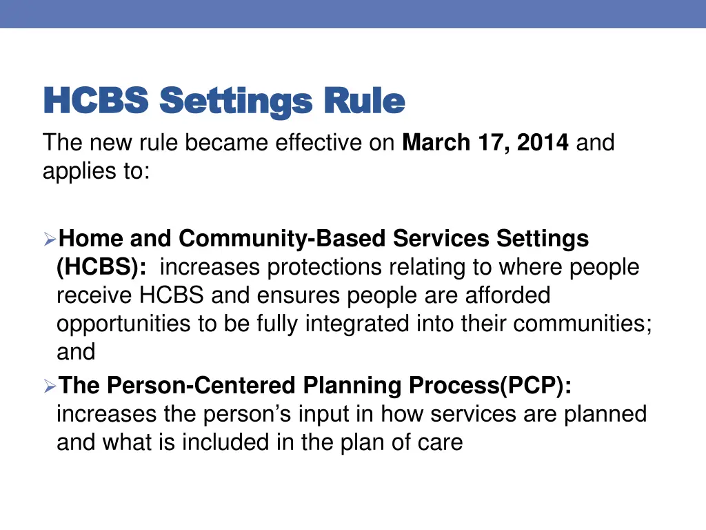 hcbs hcbs settings rule settings rule