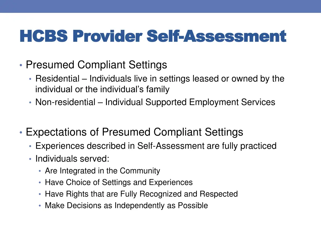 hcbs provider self hcbs provider self assessment