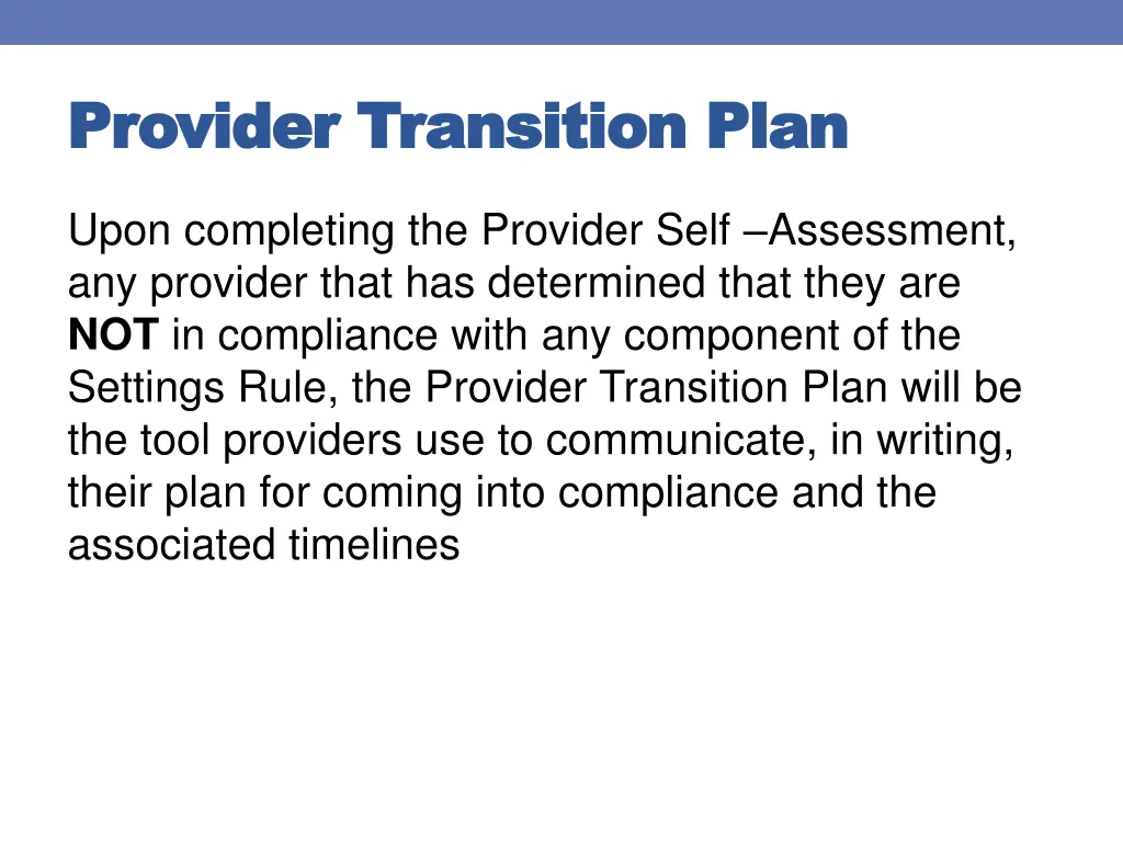 provider provider transition plan transition plan