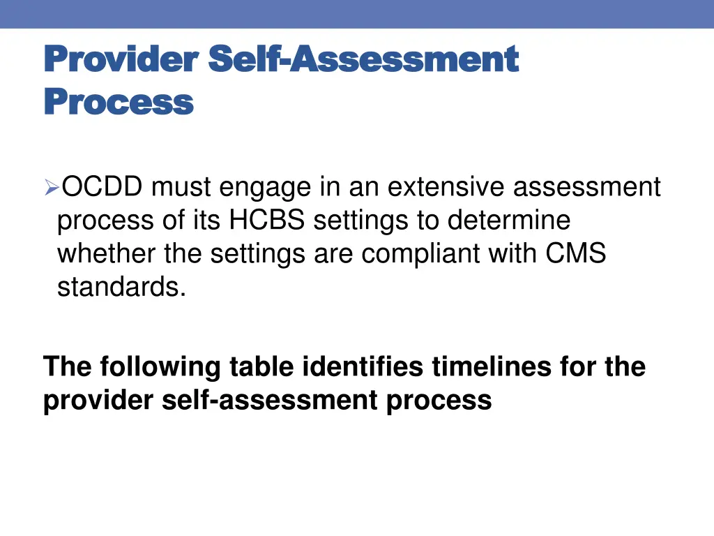 provider self provider self assessment process