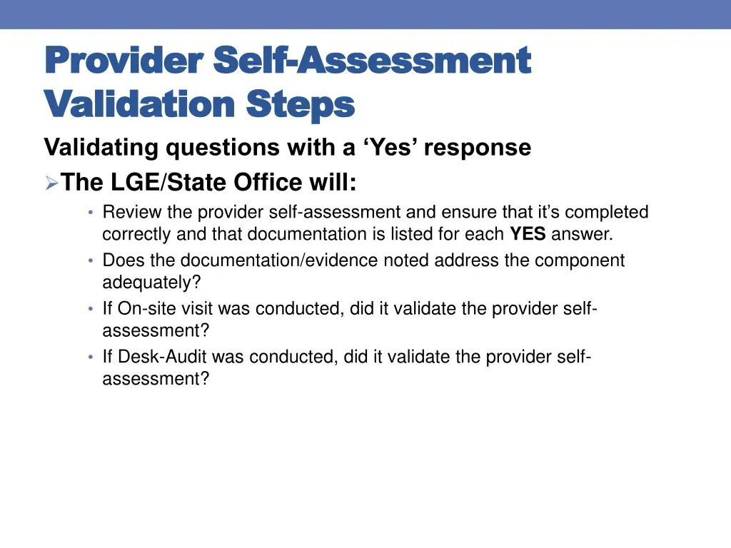 provider self provider self assessment validation 1