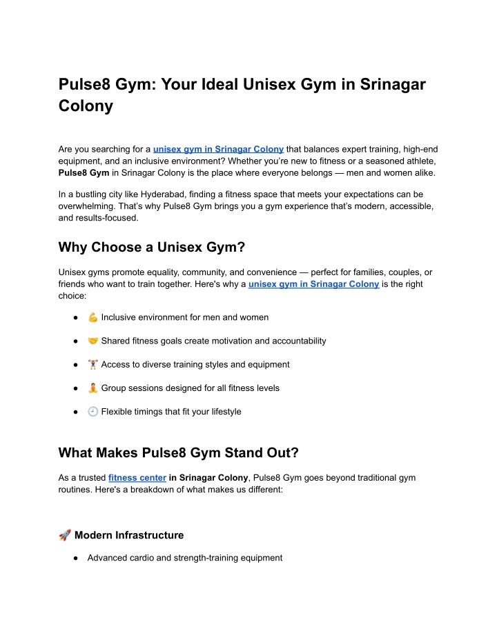pulse8 gym your ideal unisex gym in srinagar