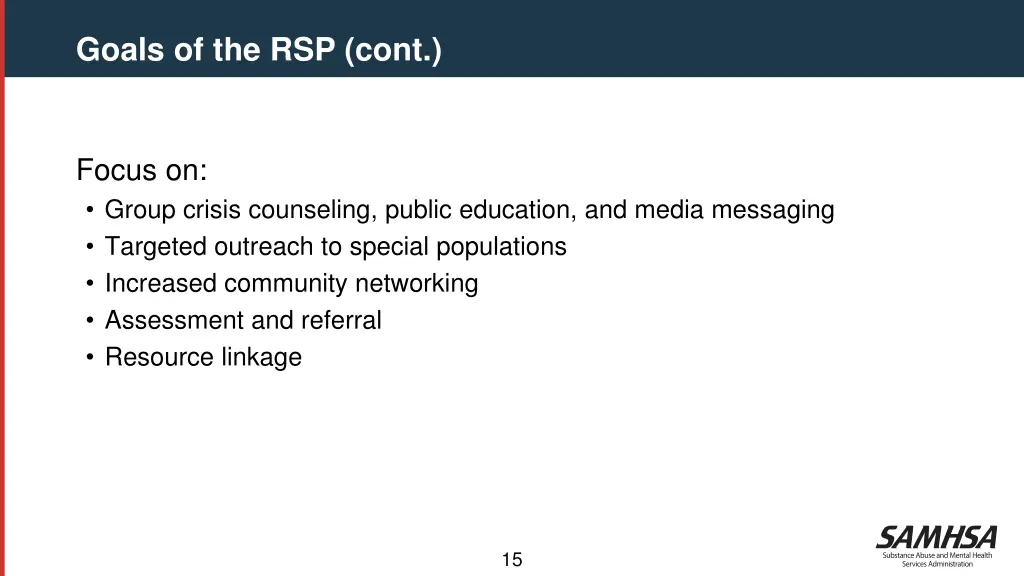 goals of the rsp cont 1