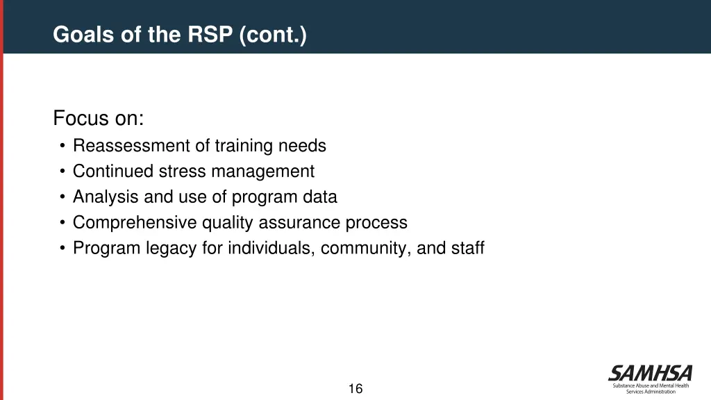goals of the rsp cont 2