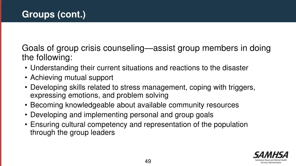 groups cont