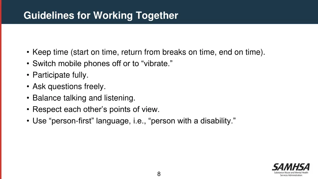 guidelines for working together