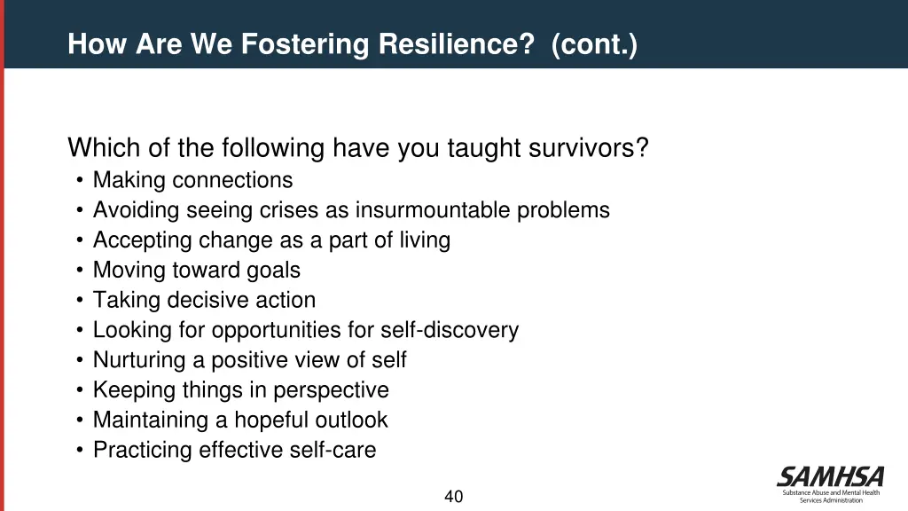 how are we fostering resilience cont 1