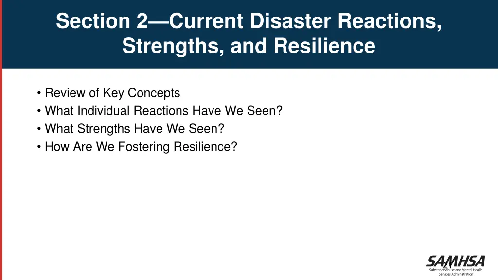 section 2 current disaster reactions strengths