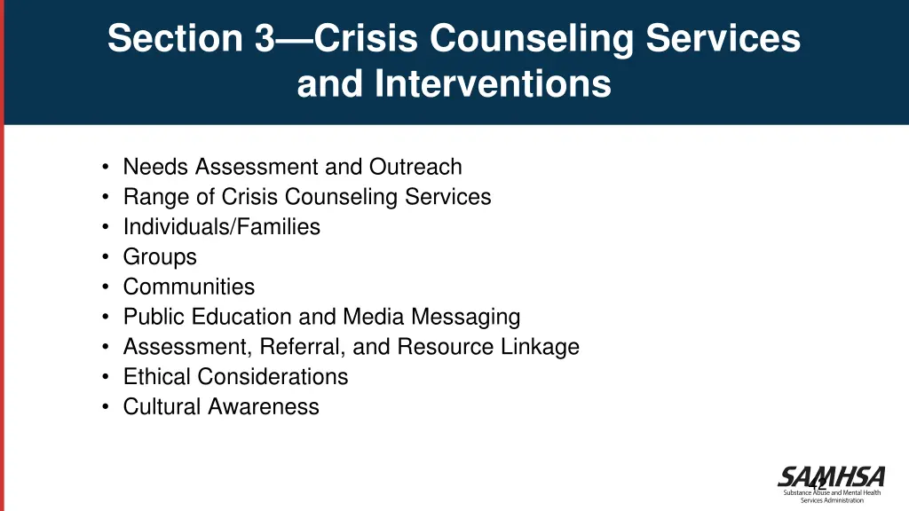 section 3 crisis counseling services