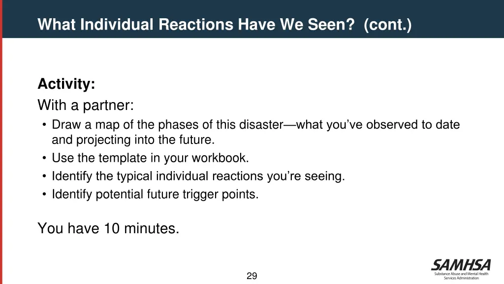what individual reactions have we seen cont