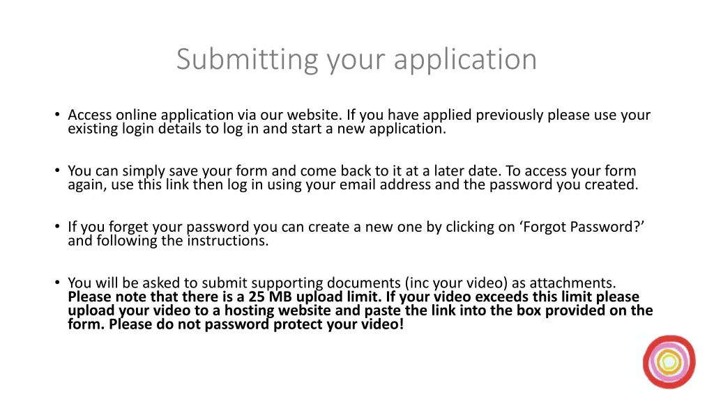 submitting your application