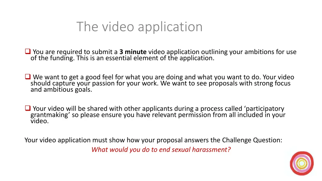 the video application