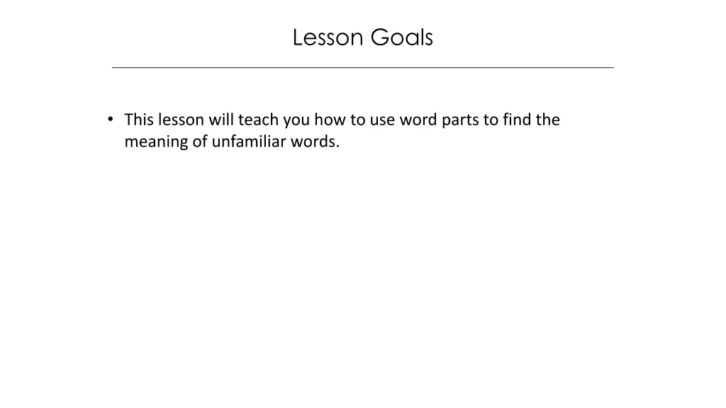 lesson goals