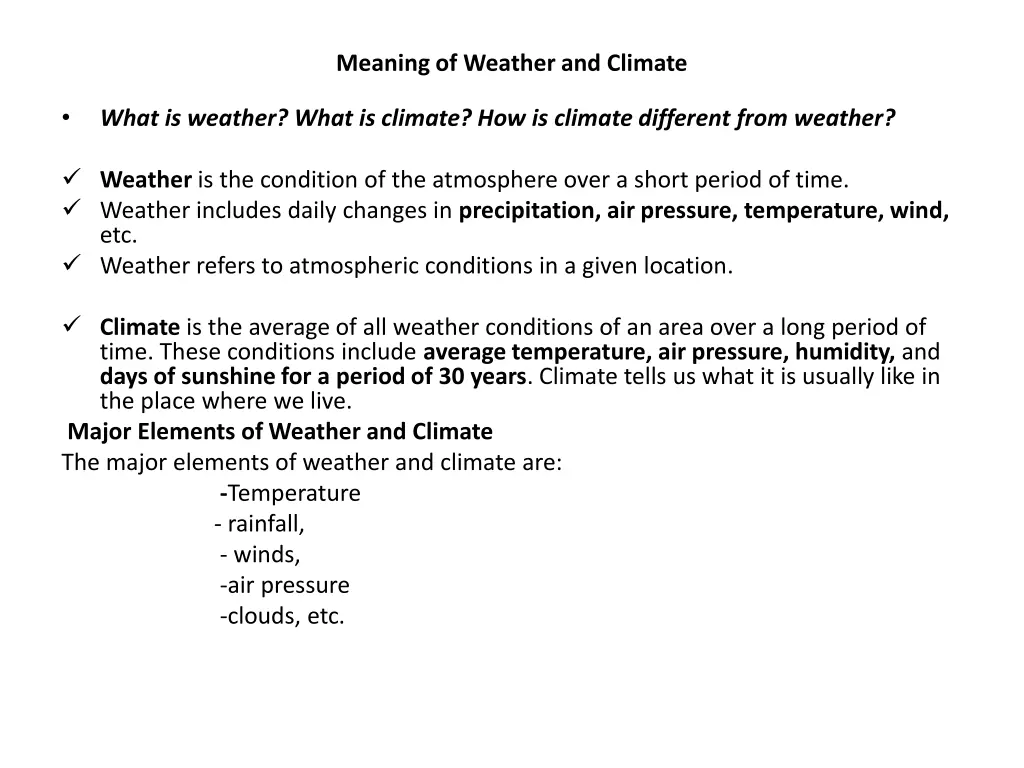 meaning of weather and climate