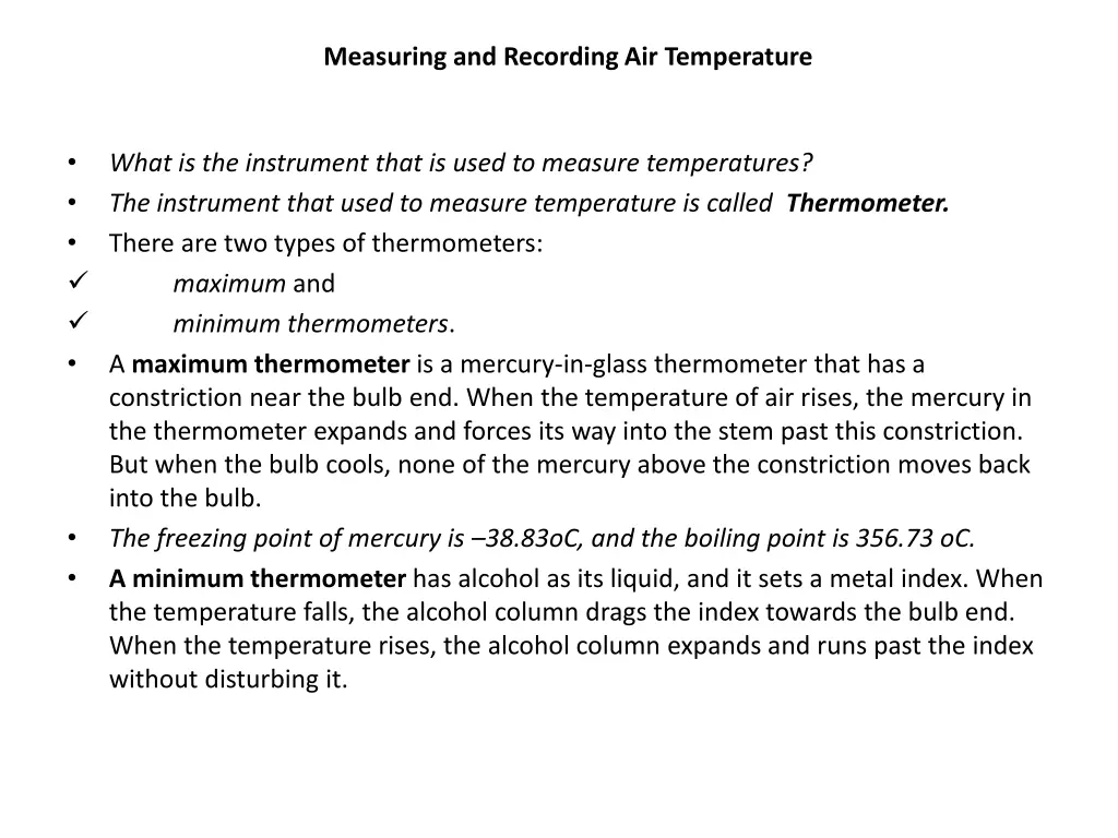 measuring and recording air temperature