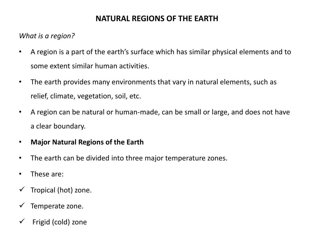 natural regions of the earth