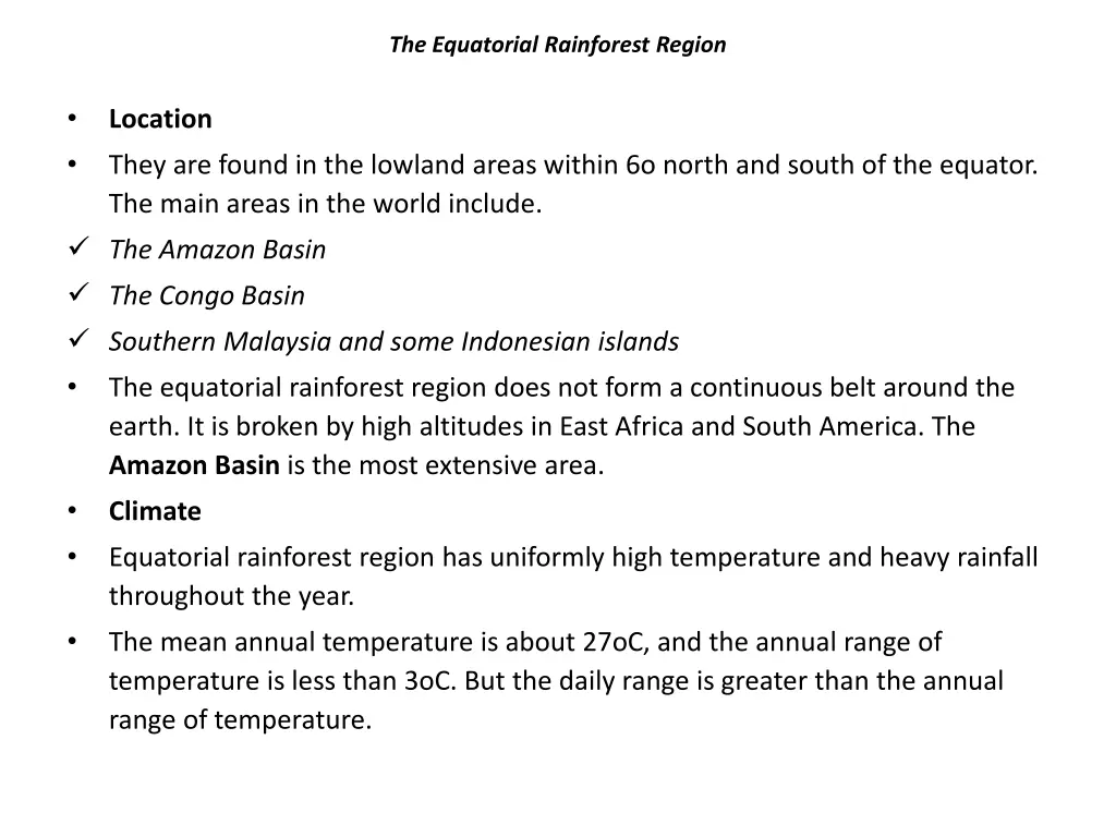 the equatorial rainforest region