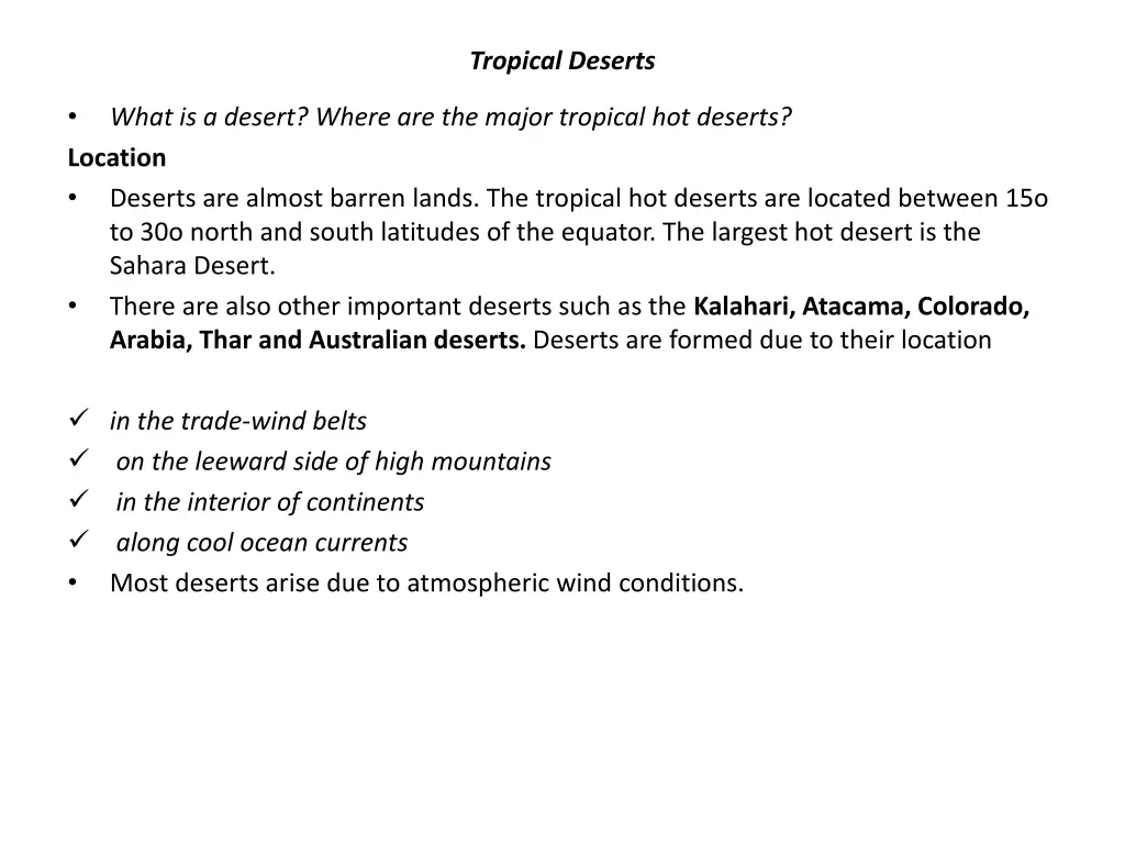 tropical deserts