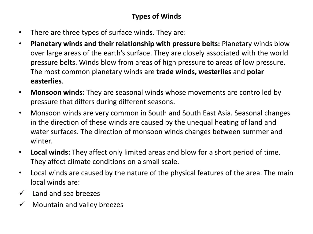 types of winds