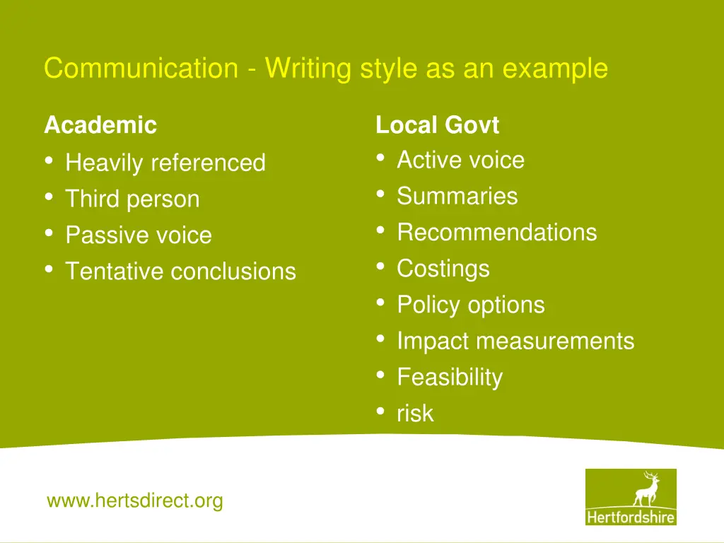 communication writing style as an example