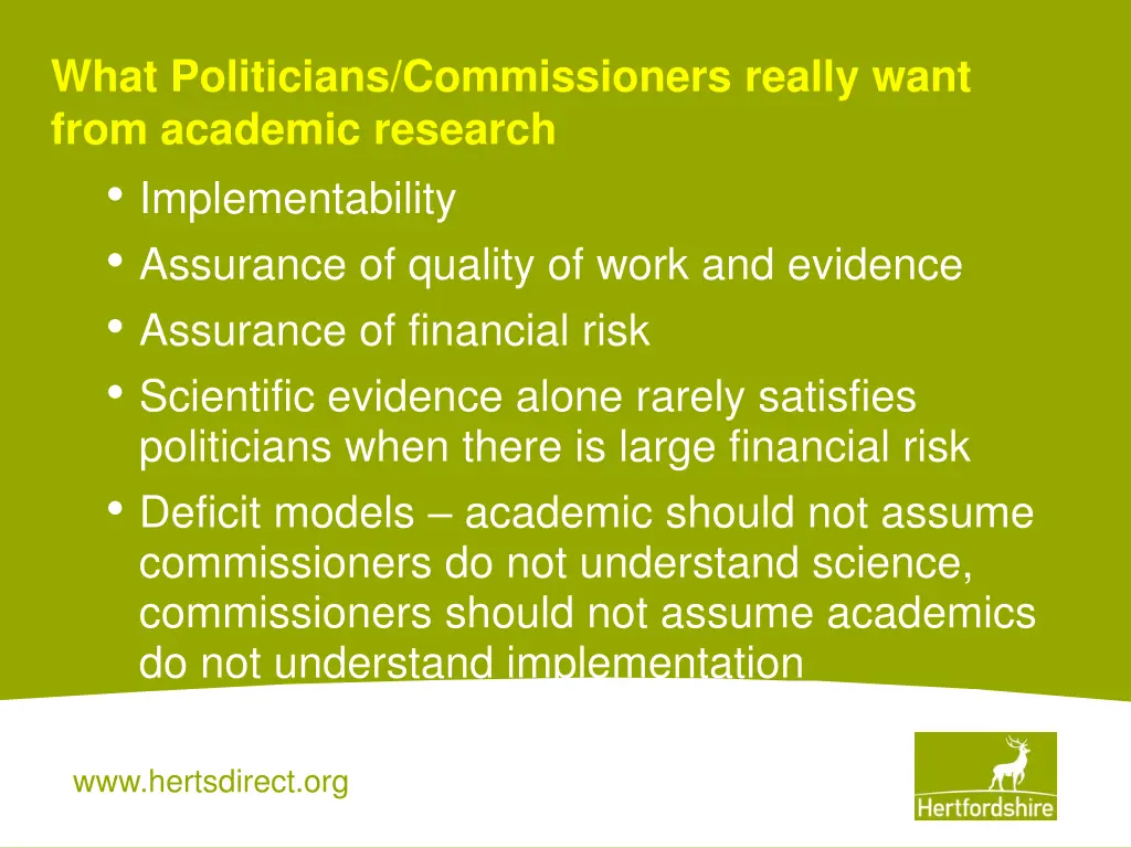what politicians commissioners really want from