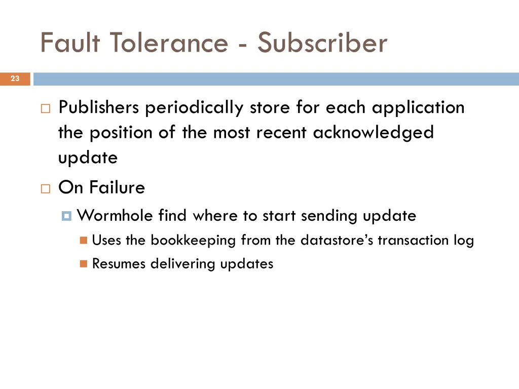 fault tolerance subscriber