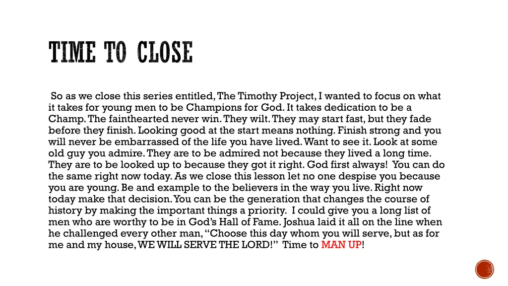time to close