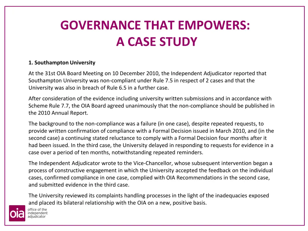 governance that empowers a case study 2