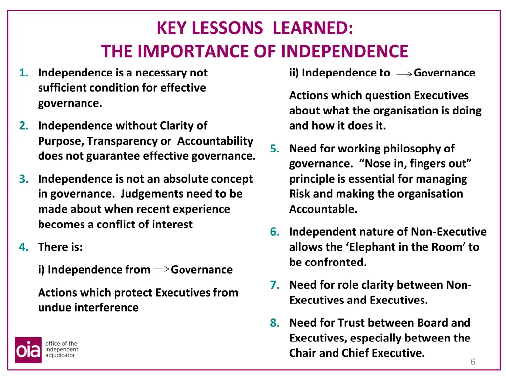 key lessons learned the importance