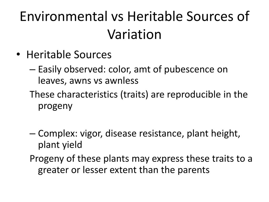 environmental vs heritable sources of variation 1