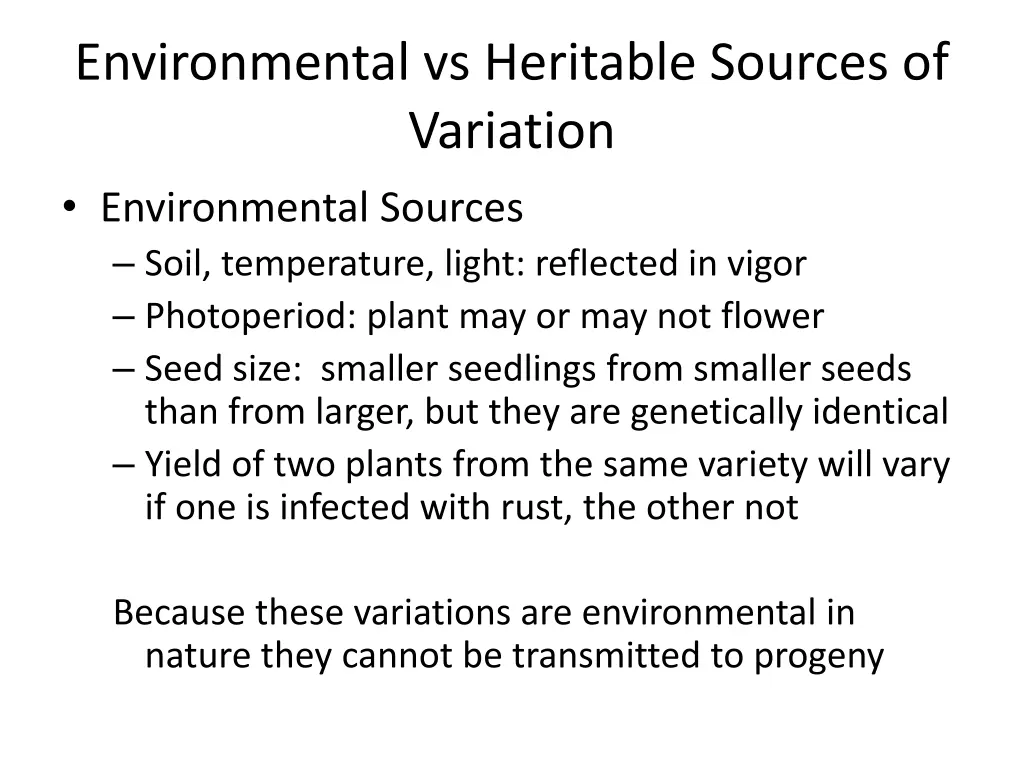 environmental vs heritable sources of variation