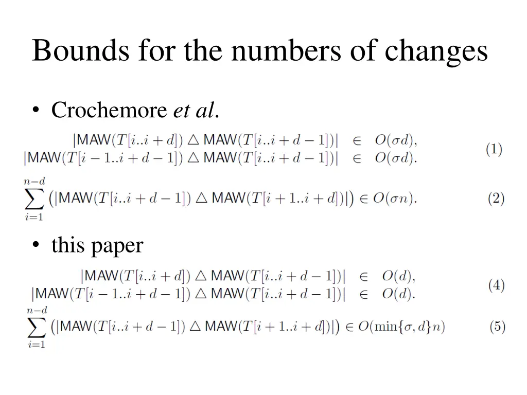 bounds for the numbers of changes