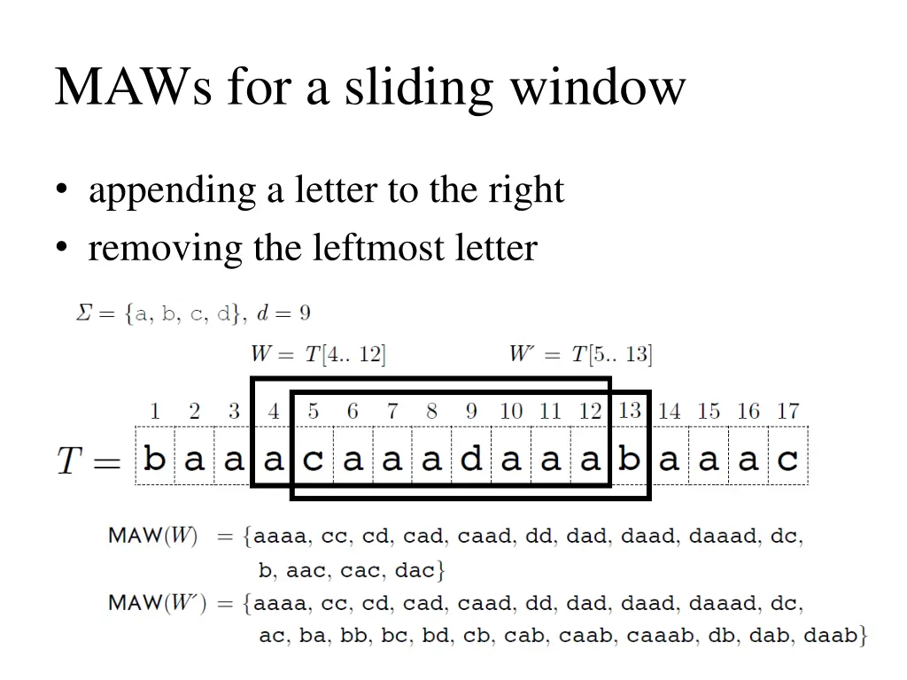 maws for a sliding window